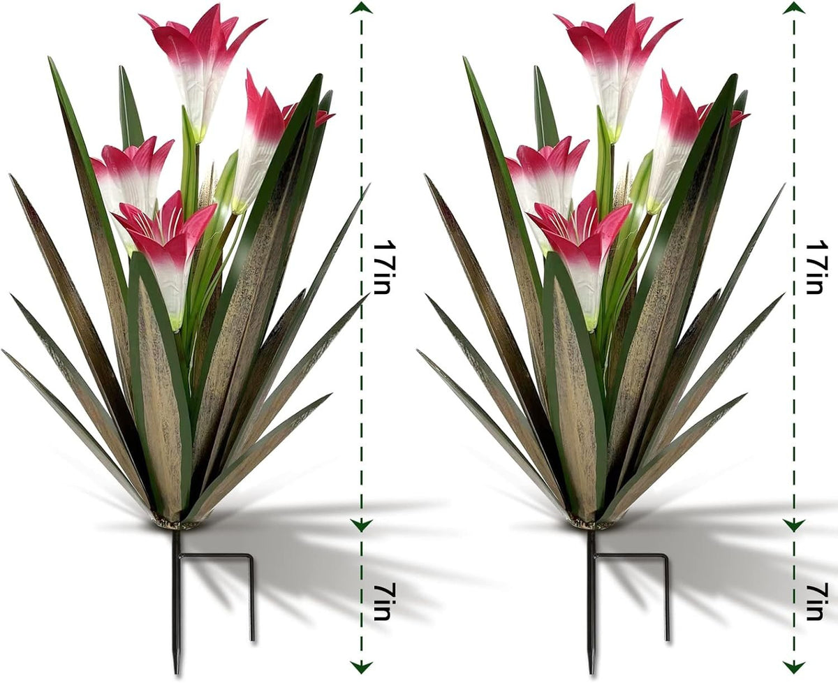 Retro Whale Metal Agave with Red Lily Flowers additional product photo