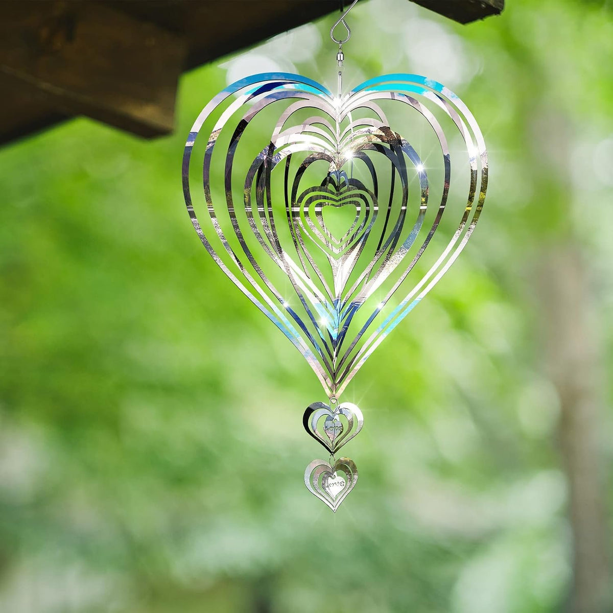 Retro Whale Silver Heart Hanging Wind Spinner additional product photo