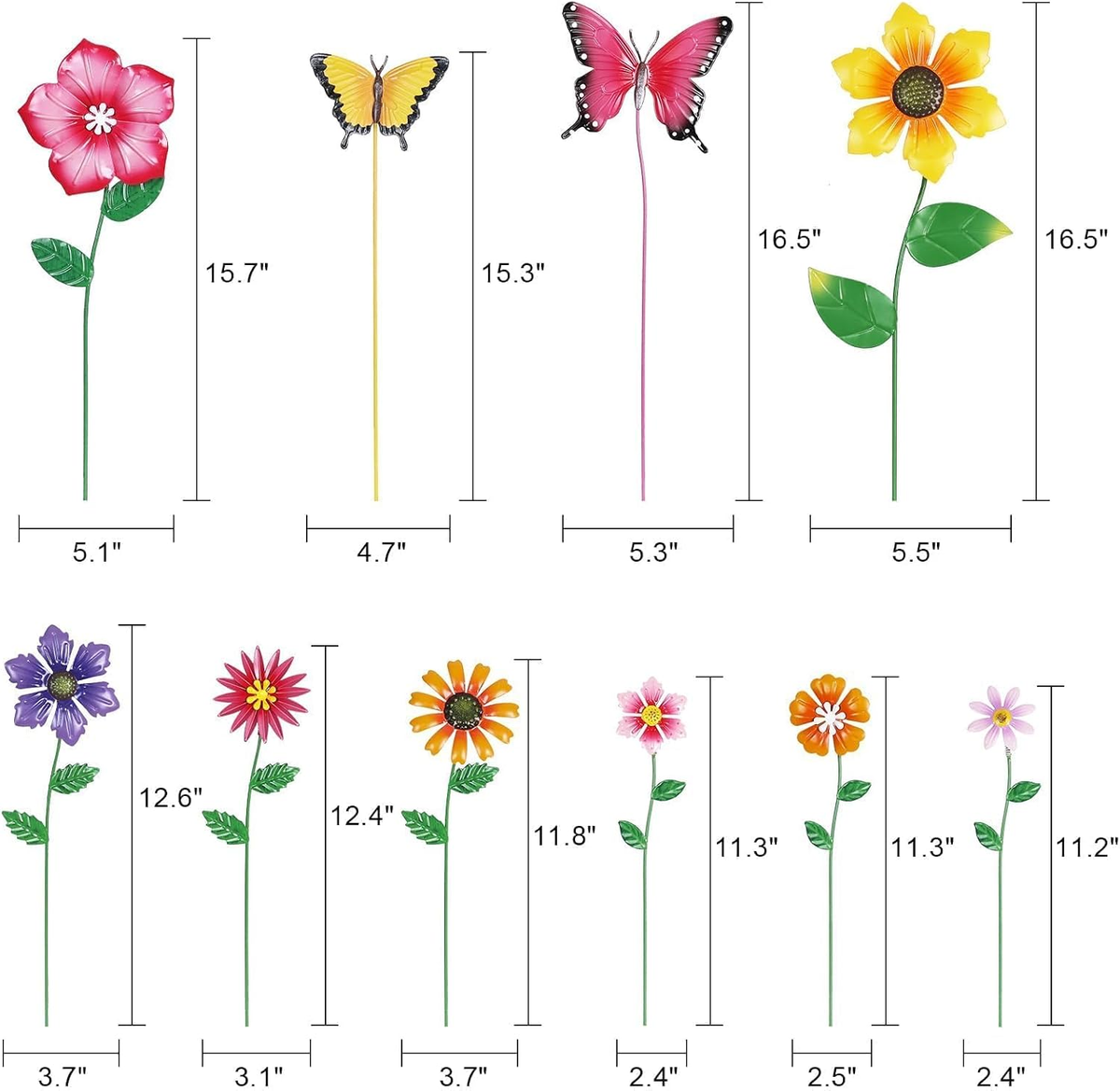 Retro Whale Painted Metal Flower and Butterfly Garden Stakes additional product photo