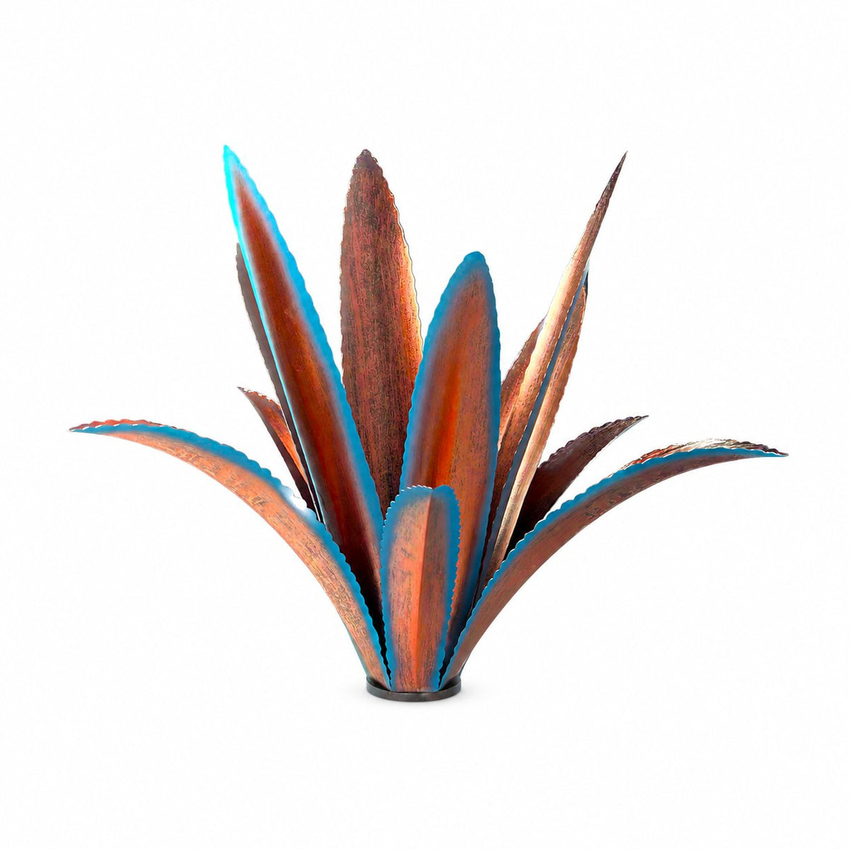 Retro Whale Rust and Blue Metal Agave Plant studio product photo
