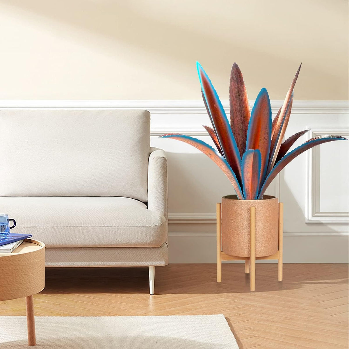 Retro Whale Rust and Blue Metal Agave Plant additional product photo