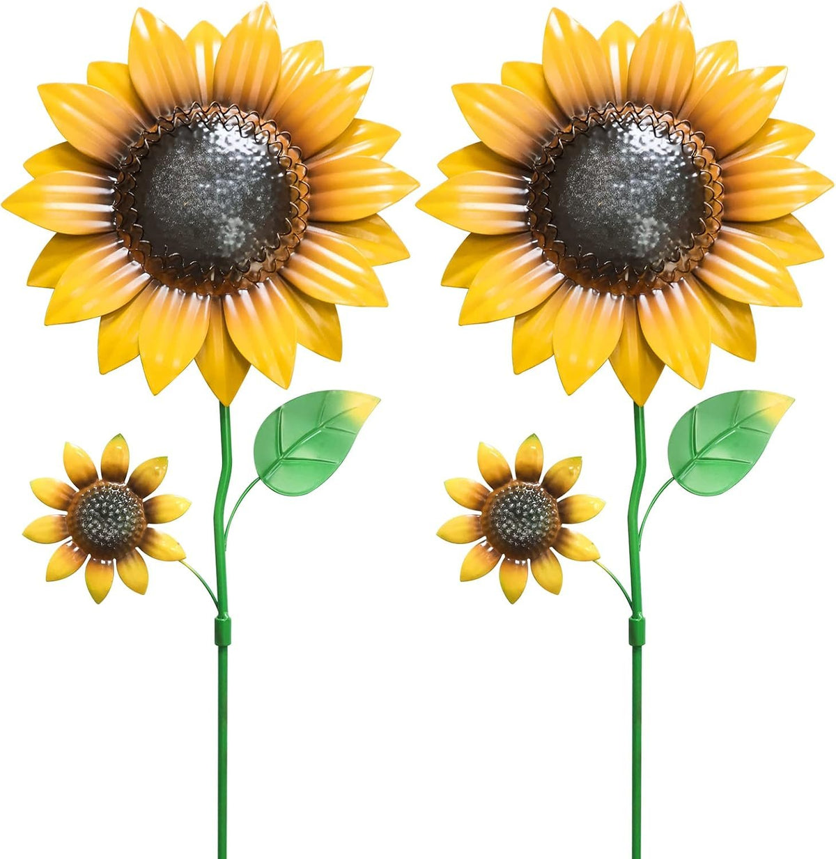 Retro Whale Yellow Metal Sunflower Garden Stakes studio product photo