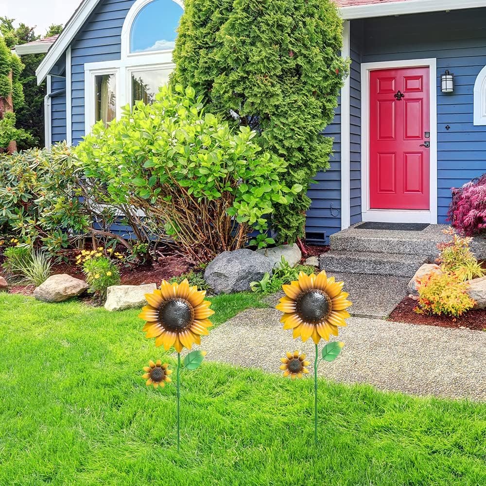 Retro Whale Yellow Metal Sunflower Garden Stakes additional product photo