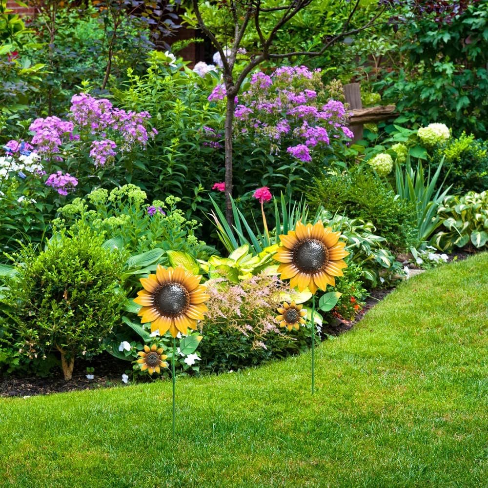 Retro Whale Yellow Metal Sunflower Garden Stakes additional product photo