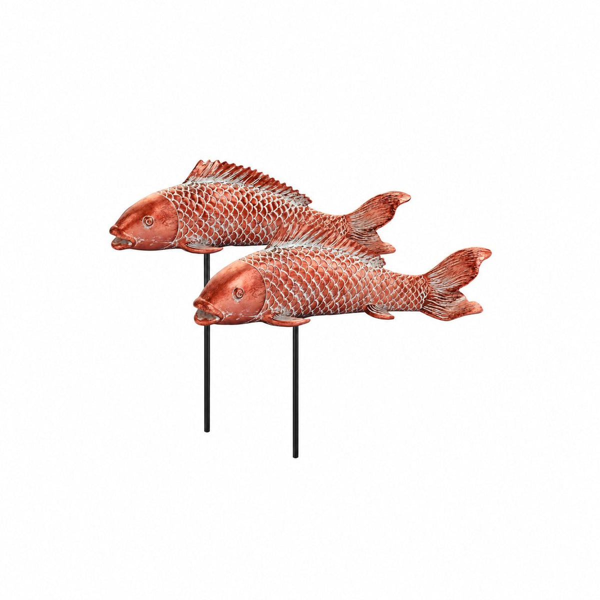 Retro Whale Antique Red Resin Koi Fish Garden Stakes studio product photo