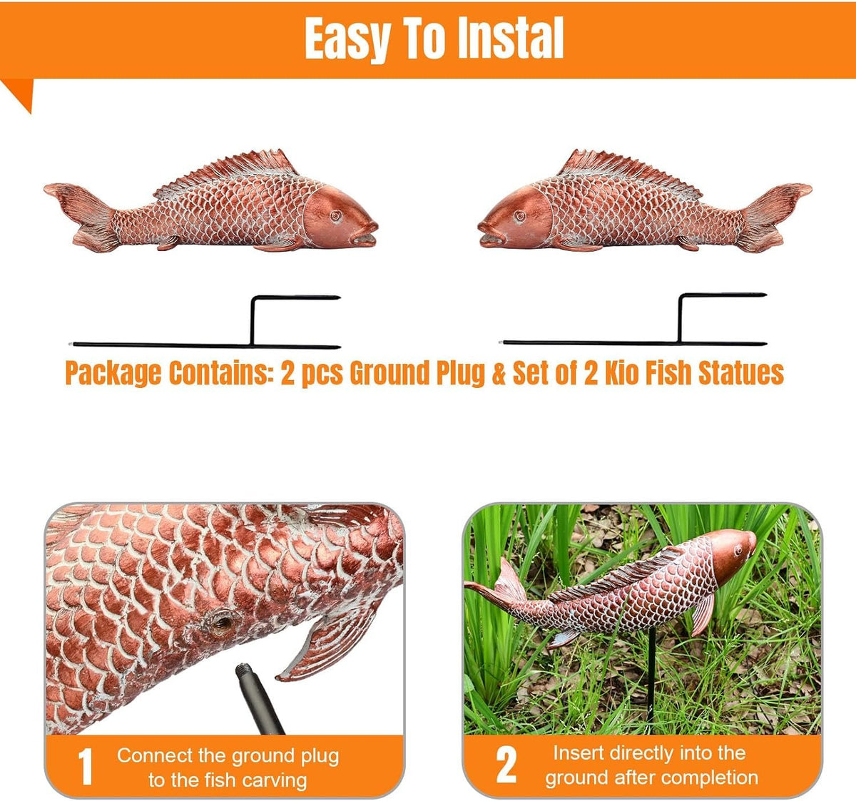 Retro Whale Antique Red Resin Koi Fish Garden Stakes additional product photo