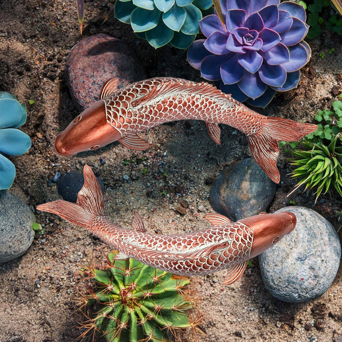 Retro Whale Antique Red Resin Koi Fish Garden Stakes additional product photo