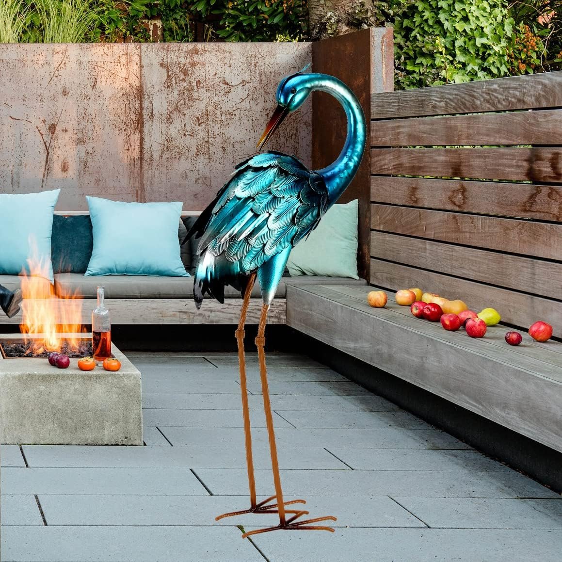 Retro Whale Blue Metal Heron Garden Statue additional product photo