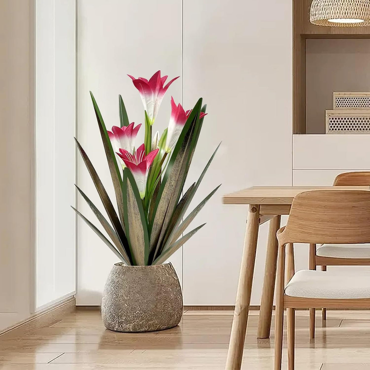 Retro Whale Metal Agave with Red Lily Flowers additional product photo