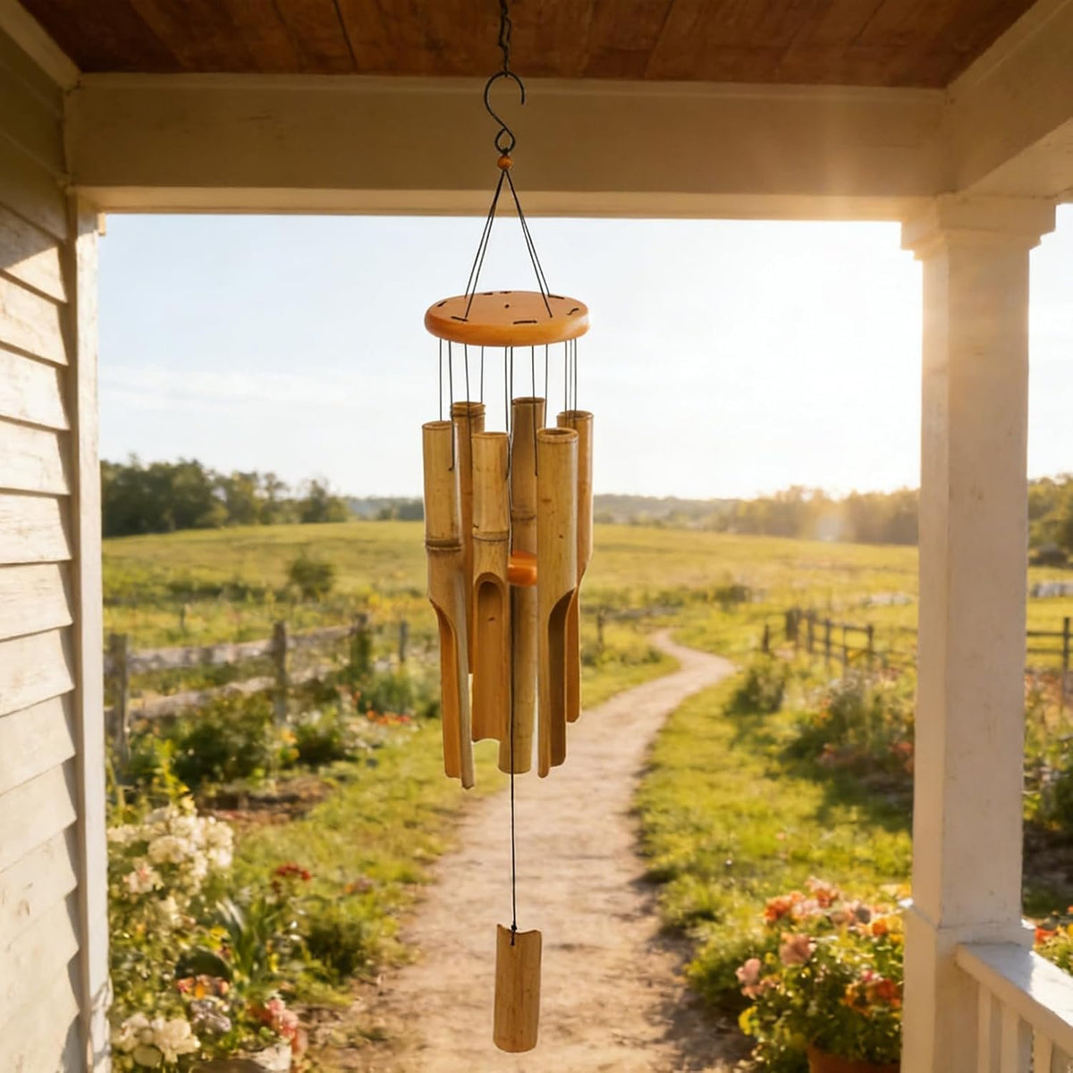 Retro Whale Natural Bamboo Wind Chime additional product photo