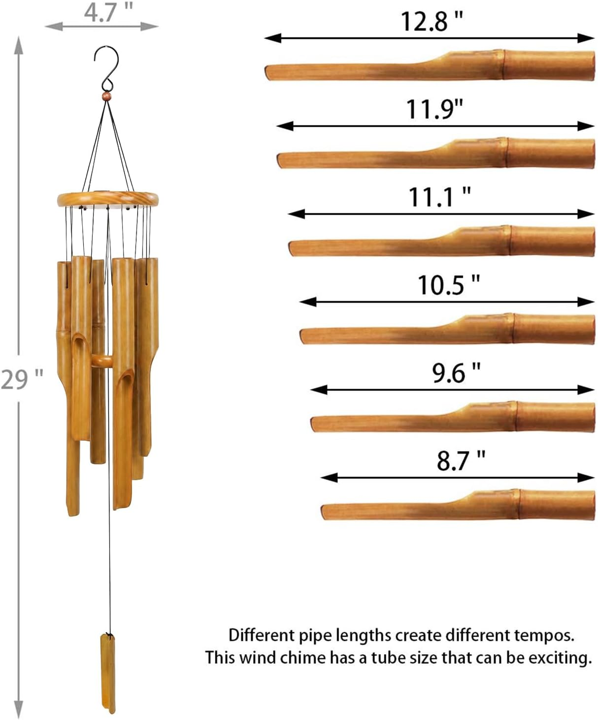 Retro Whale Natural Bamboo Wind Chime additional product photo