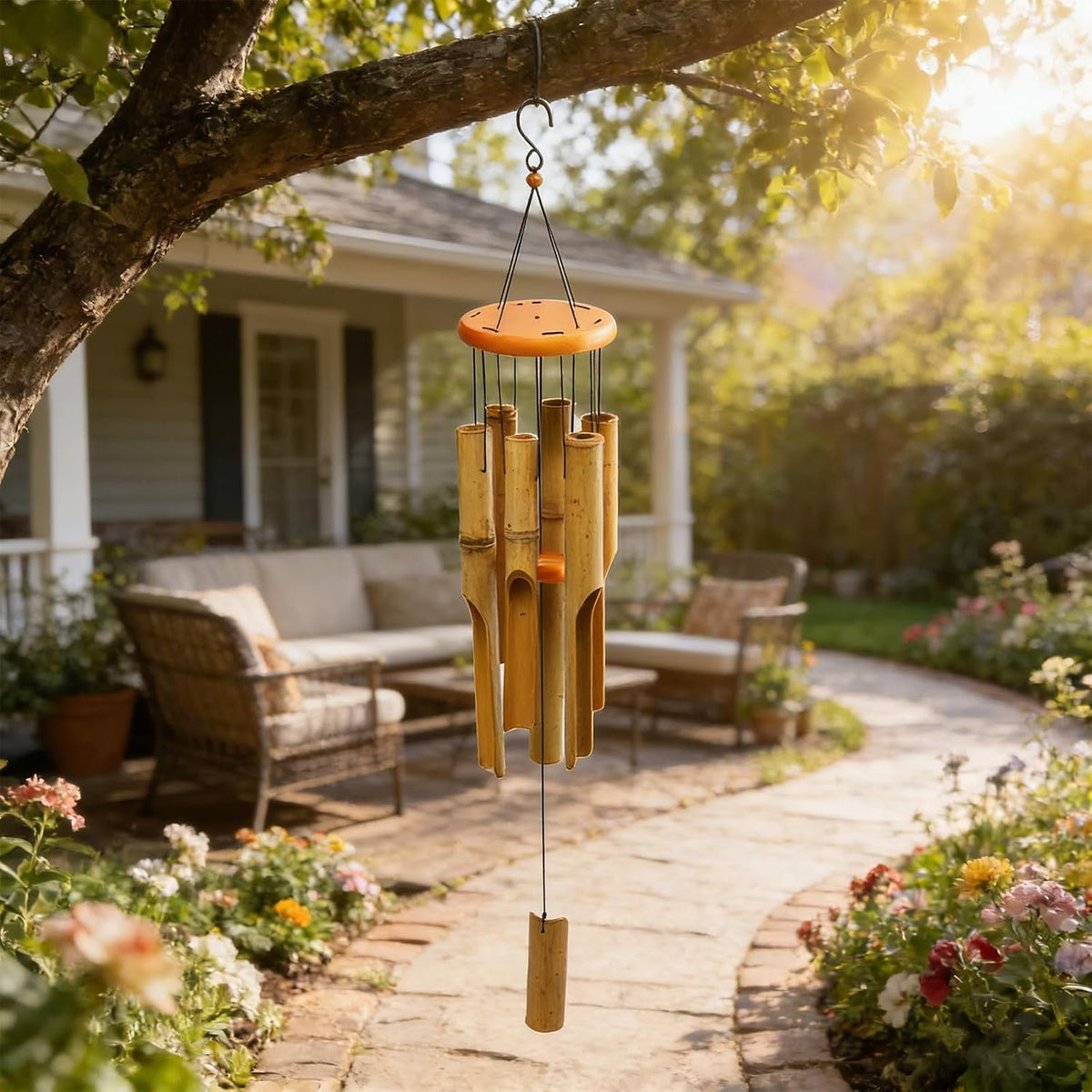 Retro Whale Natural Bamboo Wind Chime additional product photo
