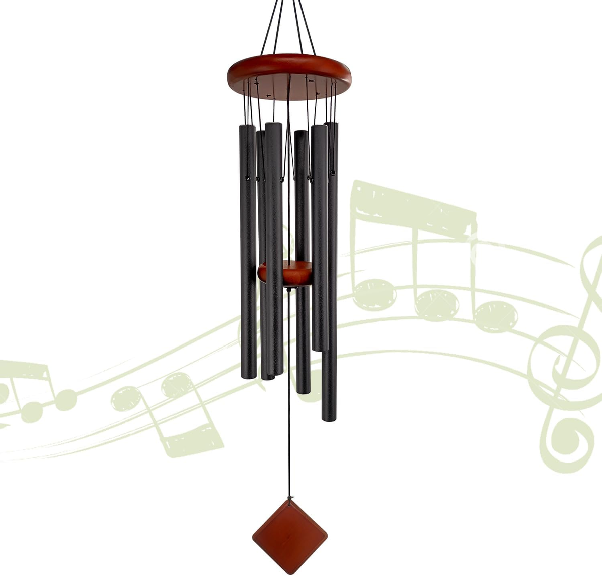 Retro Whale Black Aluminum Wind Chime studio product photo