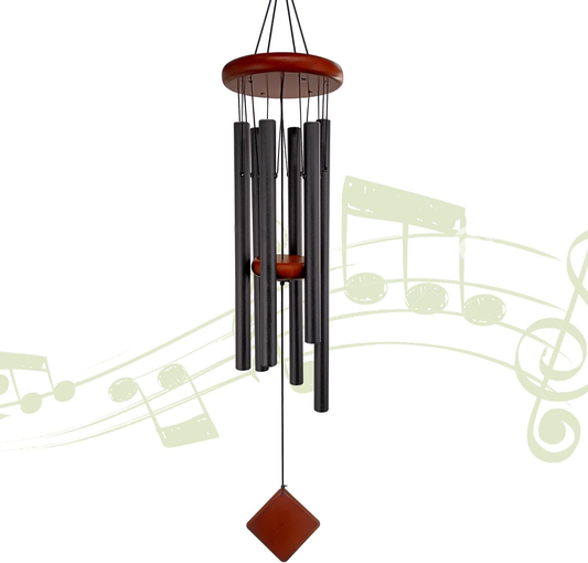 Retro Whale Black Aluminum Wind Chime studio product photo