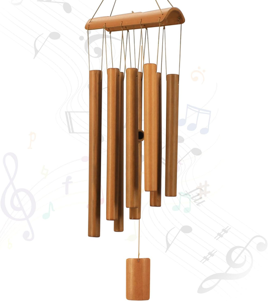 Retro Whale Bamboo Wind Chime with Curved Top Bar studio product photo