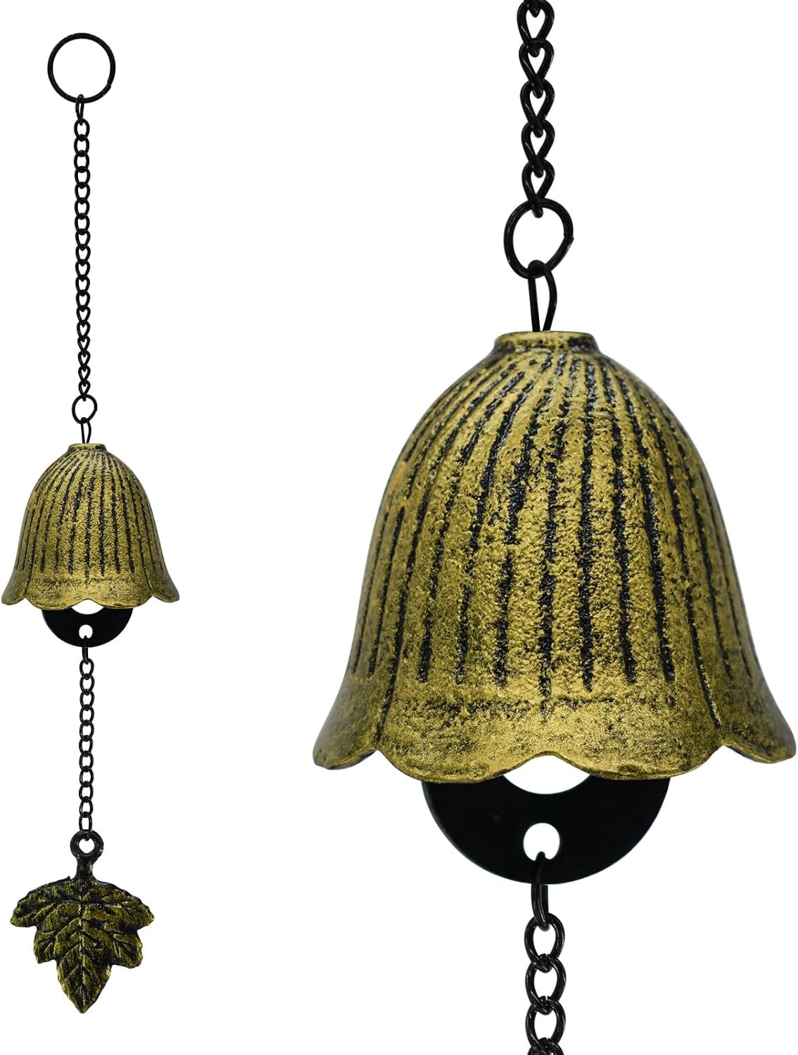 Retro Whale Cast Iron Leaf Wind Bell studio product photo