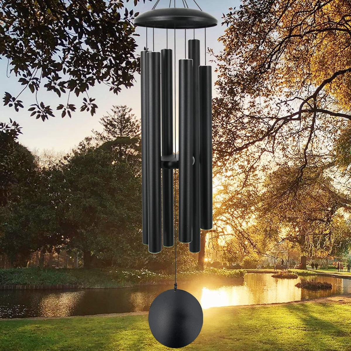 Retro Whale Large Black Aluminum Wind Chime additional product photo
