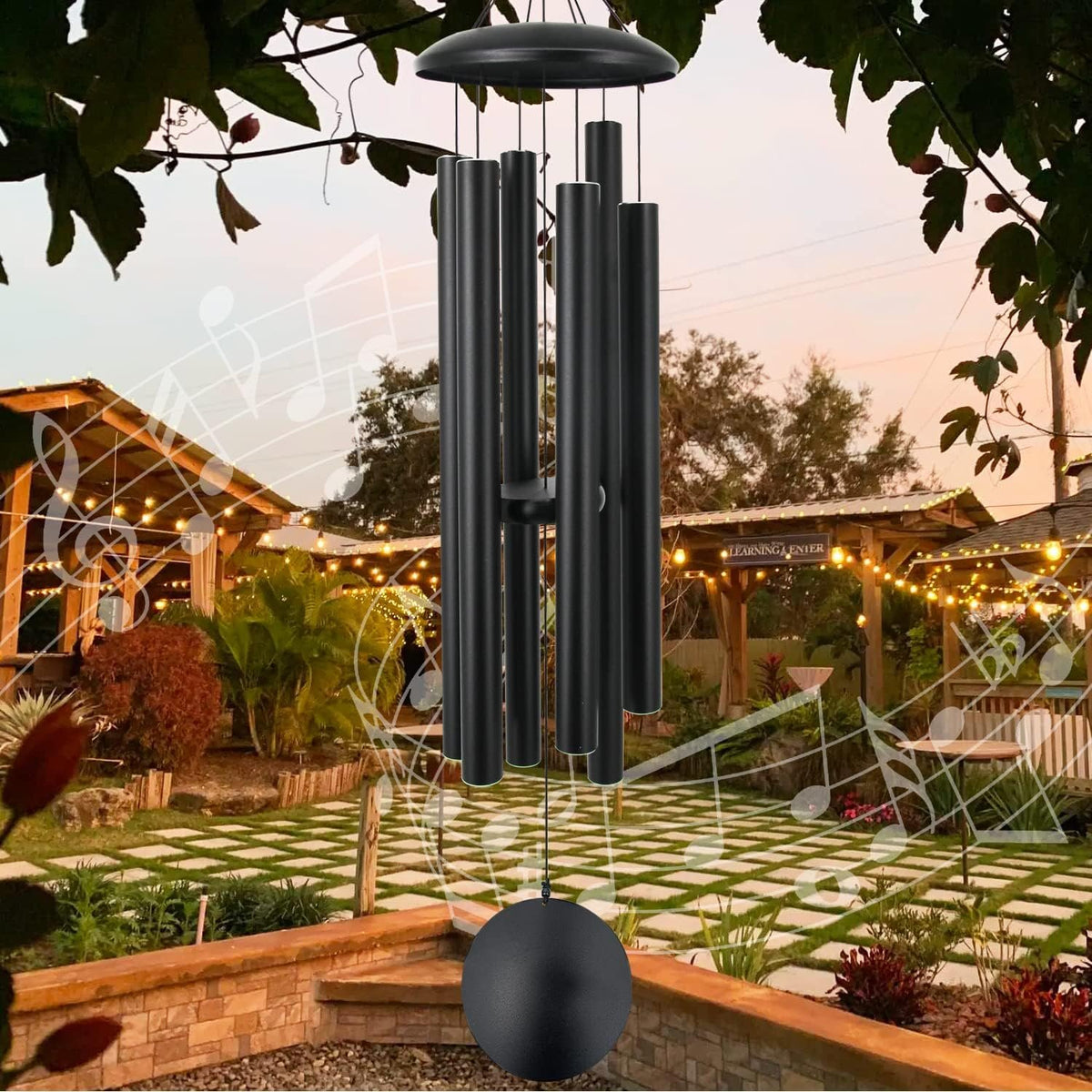 Retro Whale Large Black Aluminum Wind Chime additional product photo
