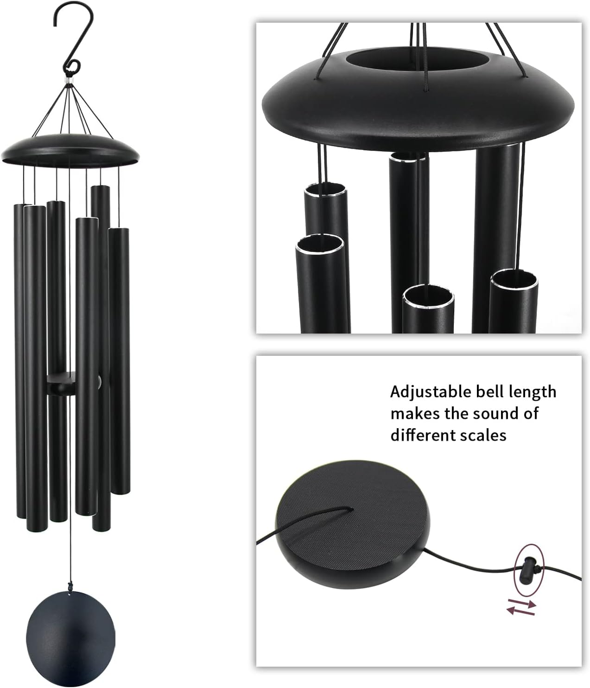 Retro Whale Large Black Aluminum Wind Chime additional product photo