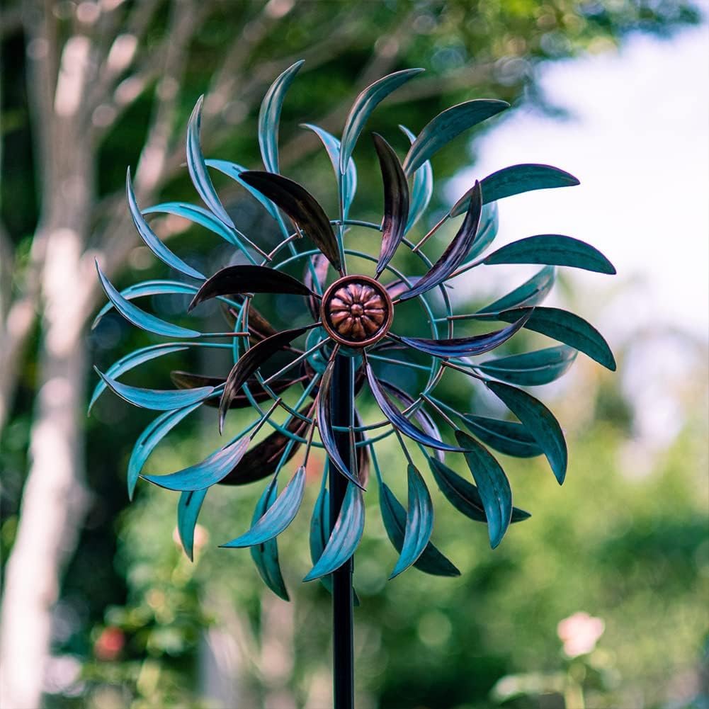 Retro Whale Turquoise and Antique Bronze Metal Wind Spinner additional product photo