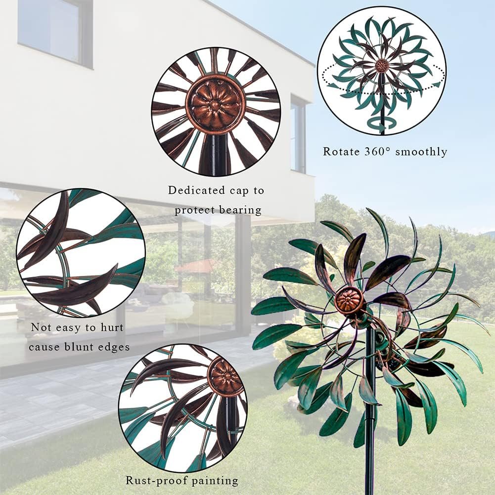 Retro Whale Turquoise and Antique Bronze Metal Wind Spinner additional product photo