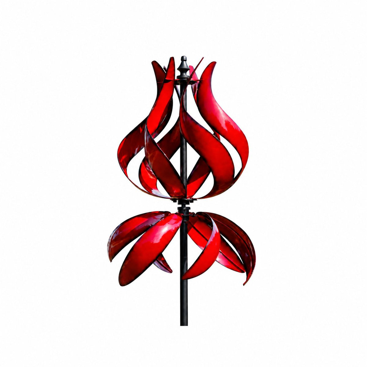 Retro Whale Red Metal Tulip Wind Spinner studio product photo