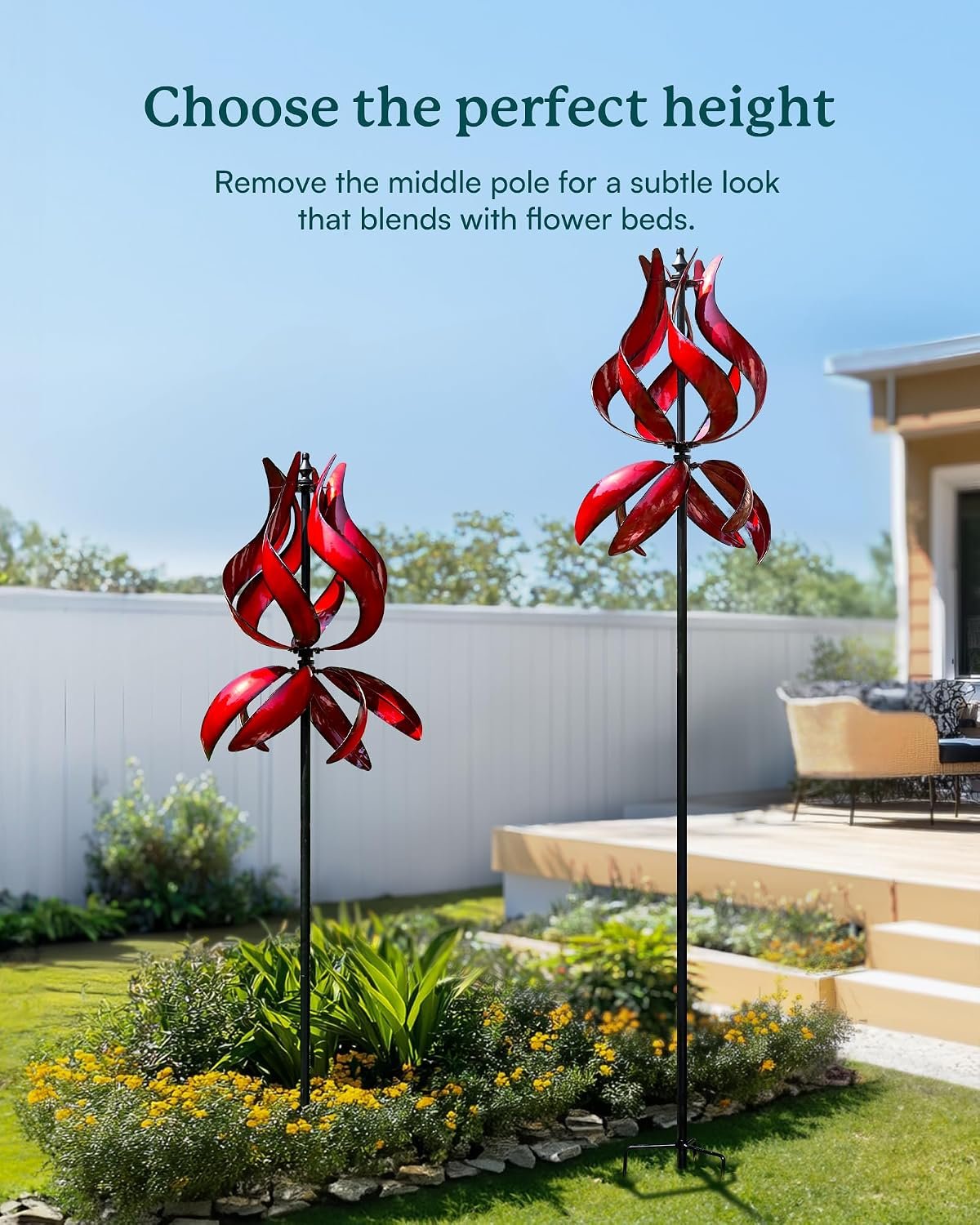 Retro Whale Red Metal Tulip Wind Spinner additional product photo