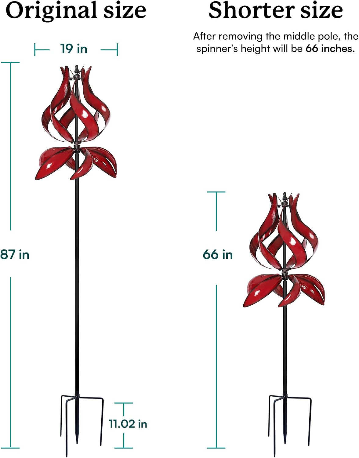 Retro Whale Red Metal Tulip Wind Spinner additional product photo