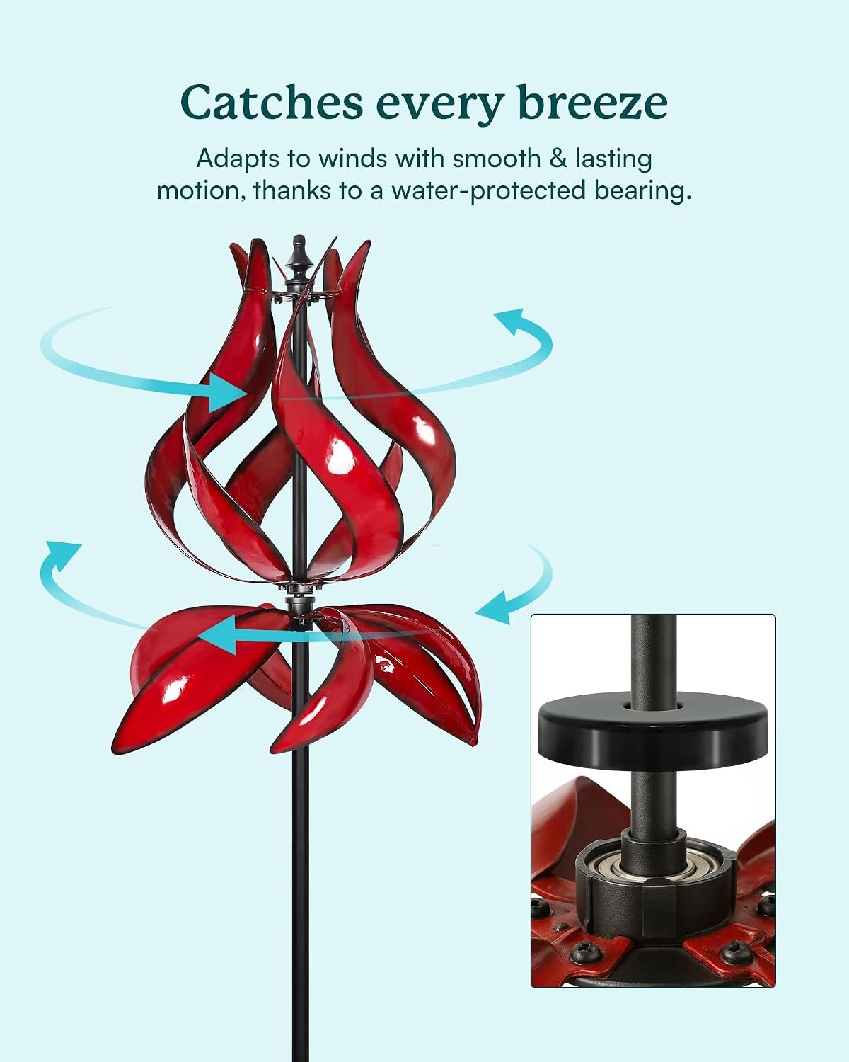 Retro Whale Red Metal Tulip Wind Spinner additional product photo