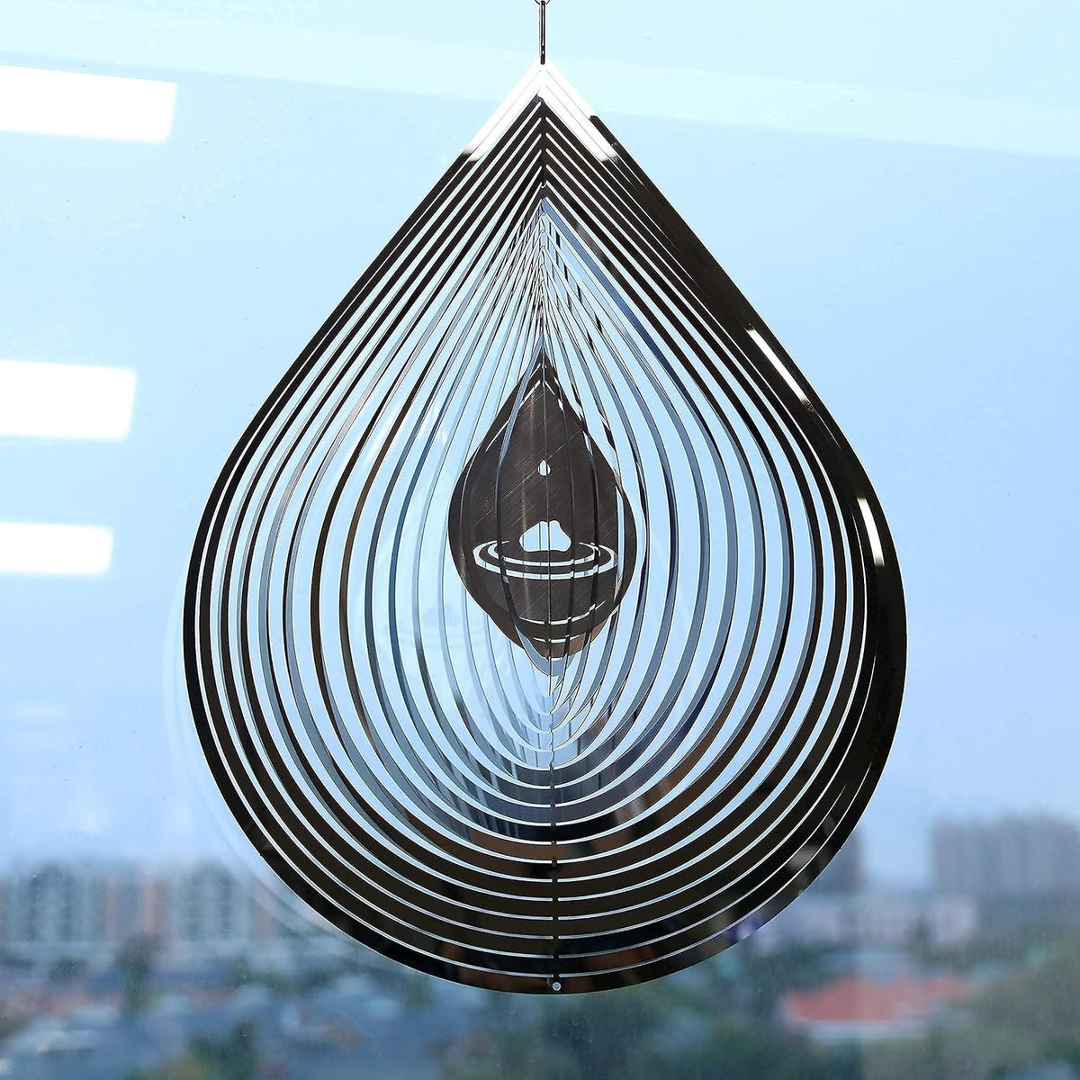 Retro Whale Silver Water Drop Hanging Wind Spinner additional product photo