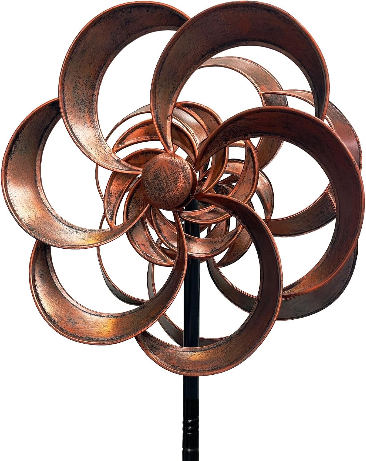 Retro Whale Copper Finish Double-Sided Metal Wind Spinner studio product photo