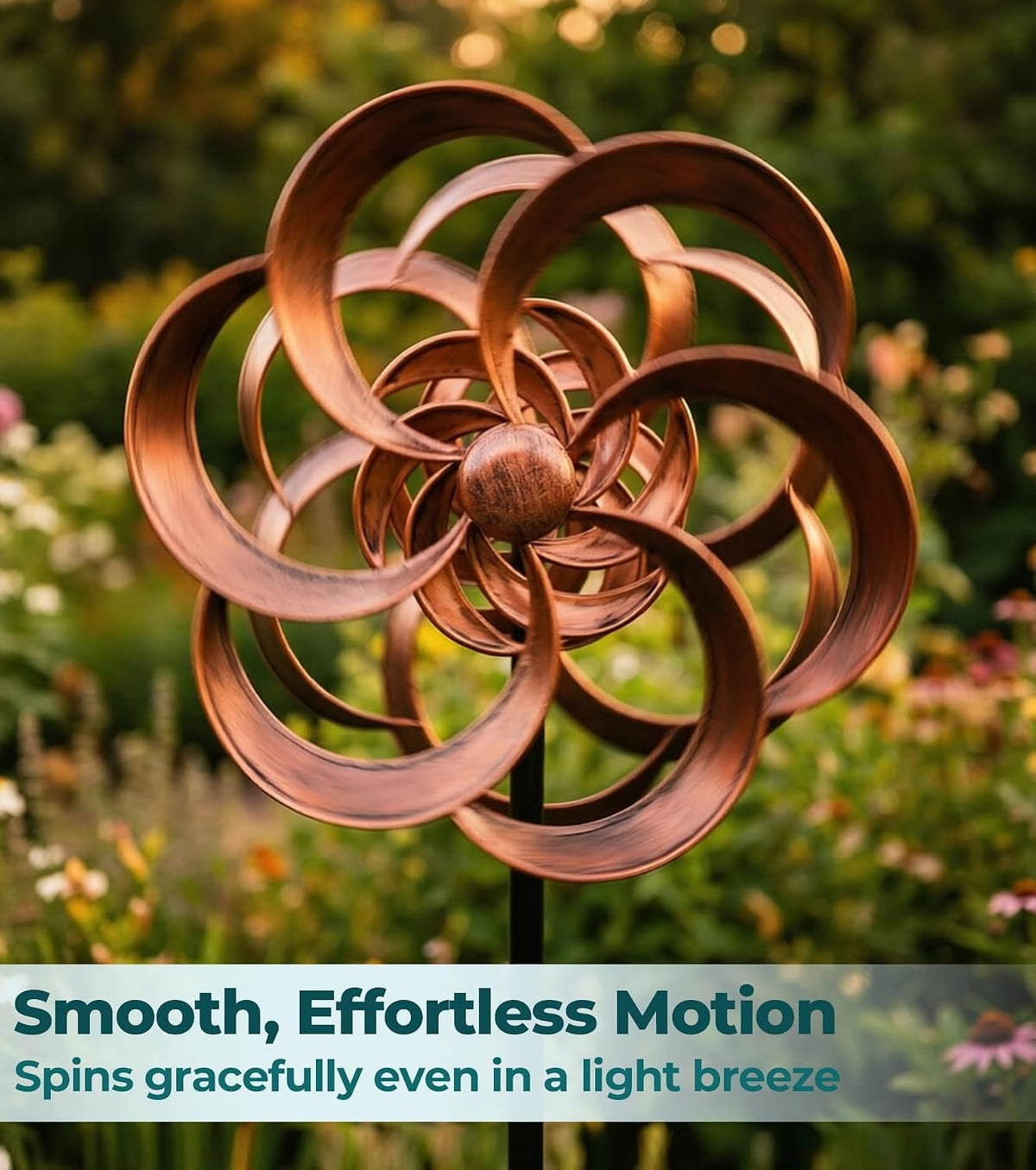 Retro Whale Copper Finish Double-Sided Metal Wind Spinner additional product photo