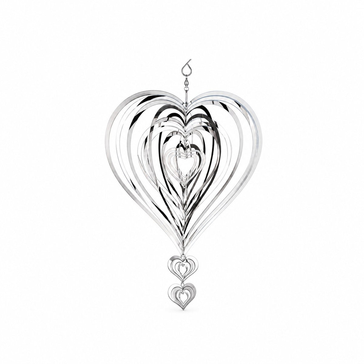 Retro Whale Silver Heart Hanging Wind Spinner studio product photo