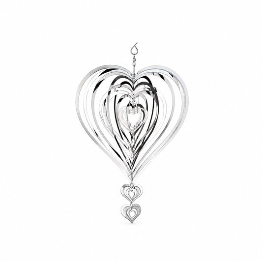Retro Whale Silver Heart Hanging Wind Spinner studio product photo