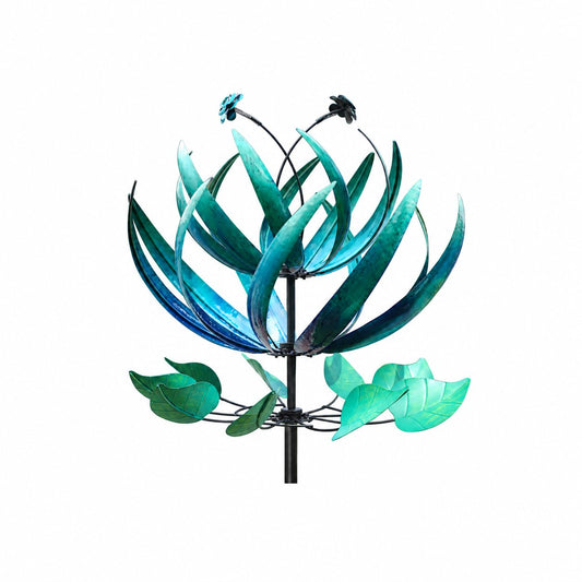 Retro Whale Blue Lotus Metal Wind Spinner studio product photo