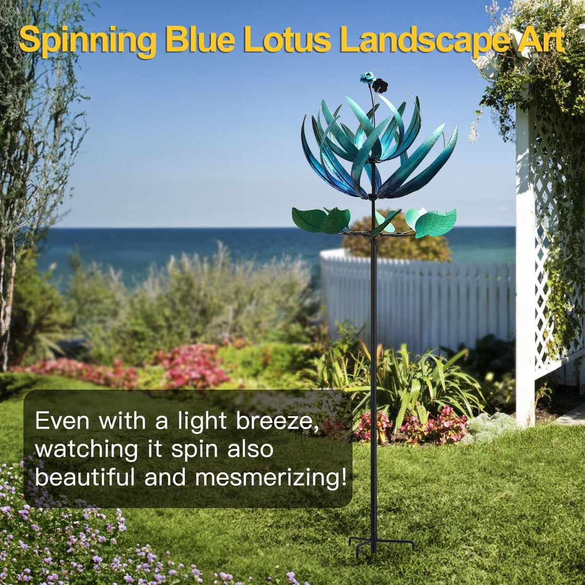 Retro Whale Blue Lotus Metal Wind Spinner additional product photo