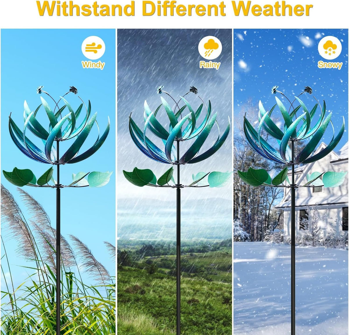 Retro Whale Blue Lotus Metal Wind Spinner additional product photo