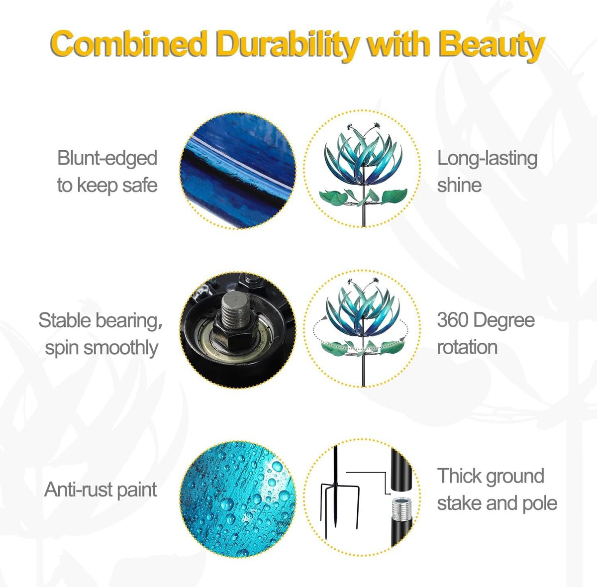 Retro Whale Blue Lotus Metal Wind Spinner additional product photo