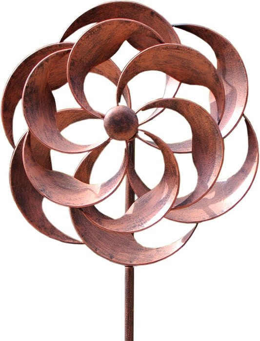 Retro Whale Copper Brown Willow Leaf Wind Spinner studio product photo